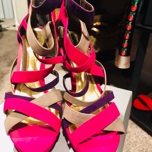 Strappy Faux Suede Heels